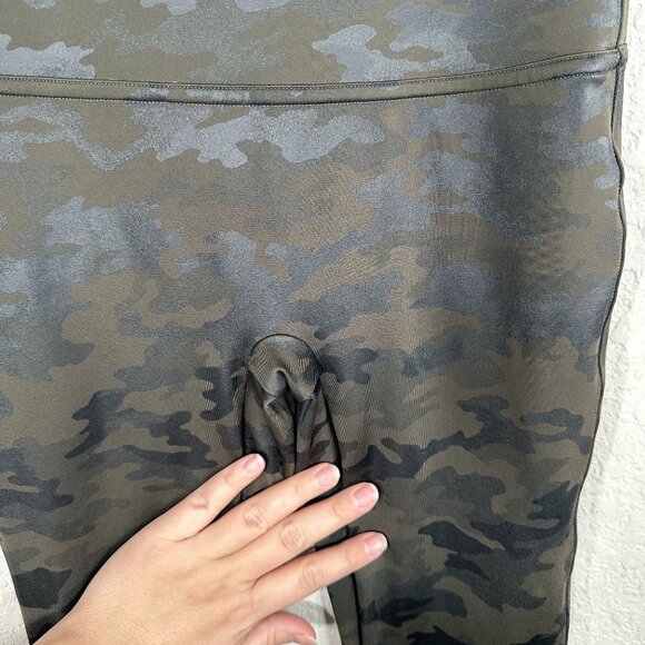 SPANX Faux Leather Camo Leggings in Matte Green Camo - Picture 6 of 12